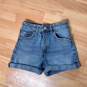 Zara high-Rise Cuffed Denim Shorts - Blue Wash